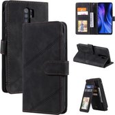 Voor Xiaomi Redmi 9 Skin Feel Business Horizontale Flip PU Lederen Case met Houder & Multi-Card Slots & Portemonnee & Lanyard & Fotolijst (Zwart)