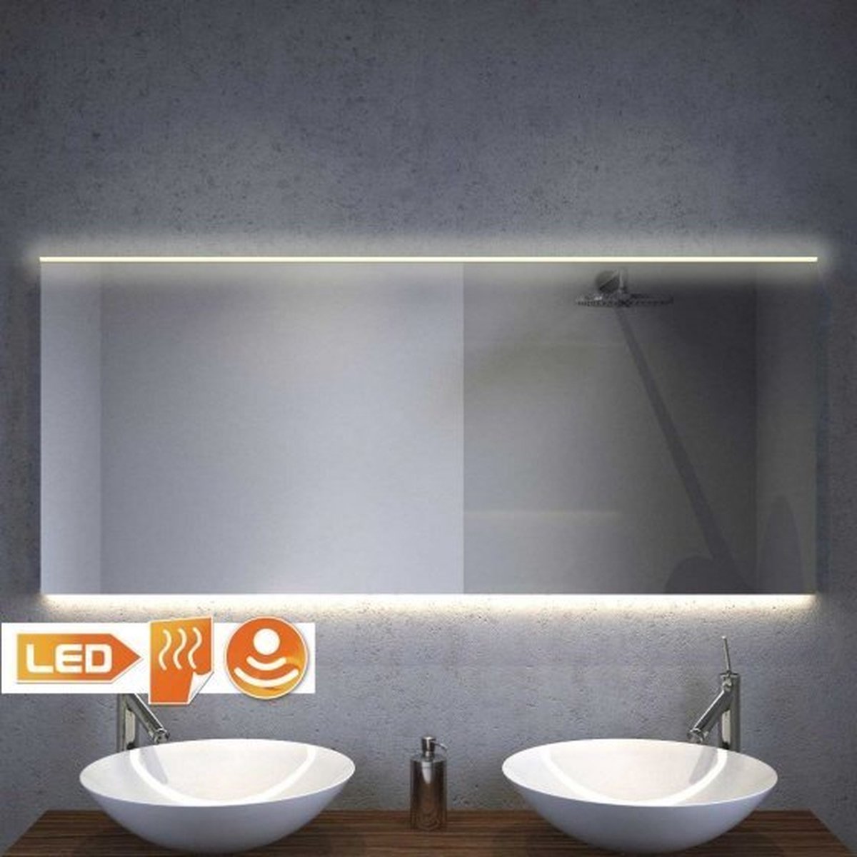Badkamerspiegel met LED verlichting, verwarming, sensor en dimfunctie 140x70 cm