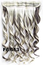 Clip in hairextensions 1 baan wavy bruin / blond - F6/613