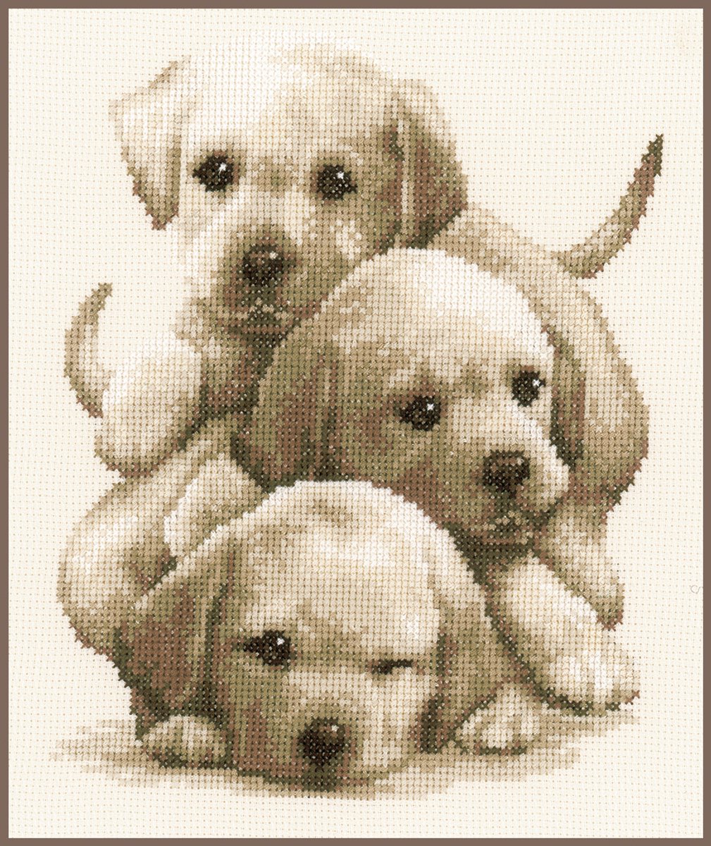 Vervaco - Telpakket kit - Sepia - Labradorpups - PN-0148781 - Borduren - Borduurpakket - Borduurpakket volwassenen