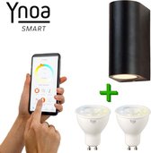 Ynoa slimme buitenverlichting St. Tropez - Zwart - Zigbee 3.0 - CCT diverse wittinten instelbaar - IP54 - Smart wandlamp voor binnen en buiten
