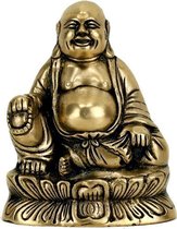 Boeddha Lachende Maitreya beeldje - 13 - 860 - Messing - L
