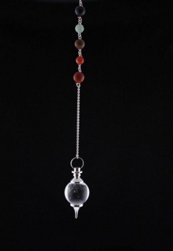 Pendel bergkristal bol & chakraketting - 4.5 cm - 24 g