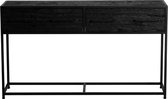 Sidetable Zwart - Mangohout - 140cm - 2 Lades - Tafel Pure Black - Giga Meubel