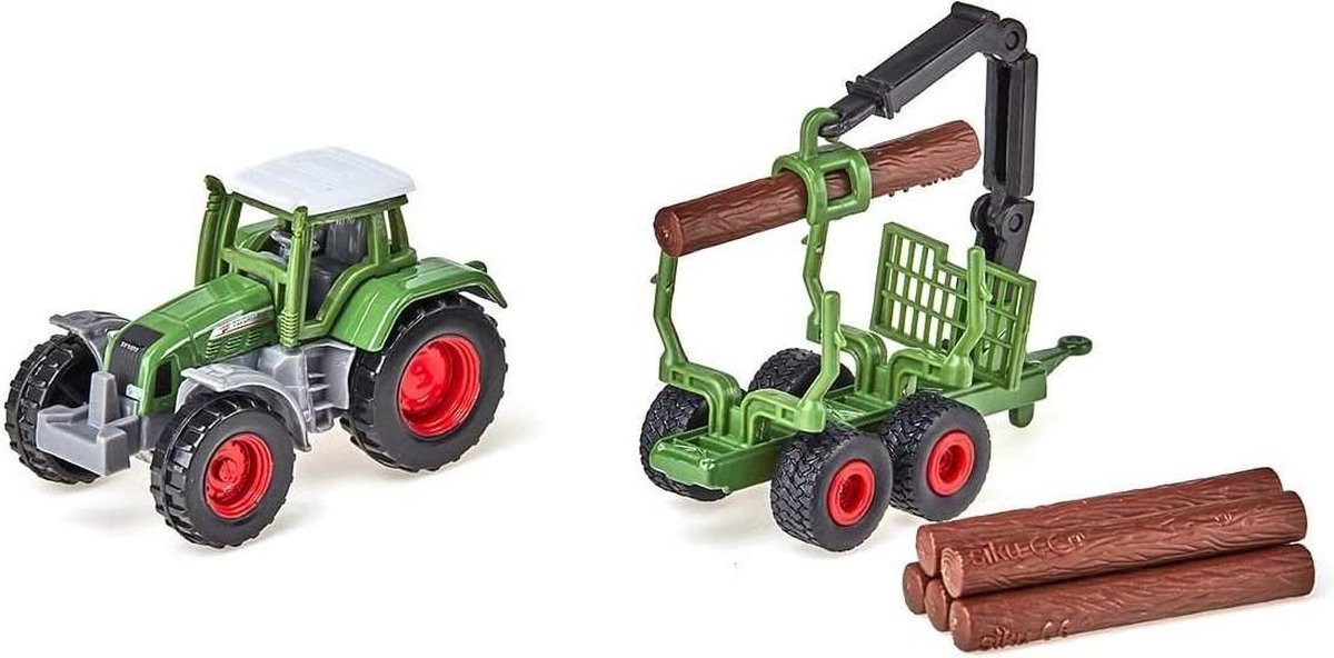 SIKU 1645, Fendt tractor met boomstam-aanhanger, metaal/kunststof — afbeelding 3