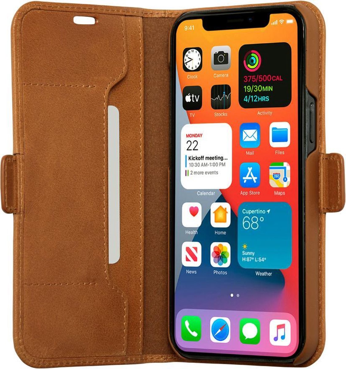 iPhone 13 Pro Max Bookcase hoesje - dbramante1928 - Effen Cognac - Leer