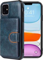 iPhone XR Back Cover Hoesje - PU Leer - Pasjeshouder - Hard Case - Apple iPhone XR - Blauw