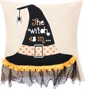 2 STUKS SYSDWS21 45x45cm Halloween Decoraties Afdrukken Kussensloop Zonder Binnenkern, Stijl: Kant Heksenhoed