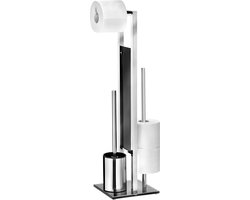 WENKO Toiletbutler Rivalta RVS glanzend - Toiletborstel met houder, Toiletrolhouder en Reserverolhouder vrijstaand