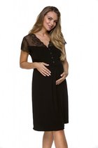 Lupoline zwangerschaps- en voedingsnachthemd met korte mouwen  - zwart 36