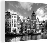 Canvas Schilderij Herengracht in Amsterdam - zwart wit - 80x60 cm - Wanddecoratie