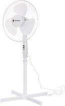 ventilator staand-fill fan, diameter 45 cm, met oscillatie, luchtkoeler, vloerventilator, zwart en wit, windmachine, kantoor en huis (wit) - (WK 02123)