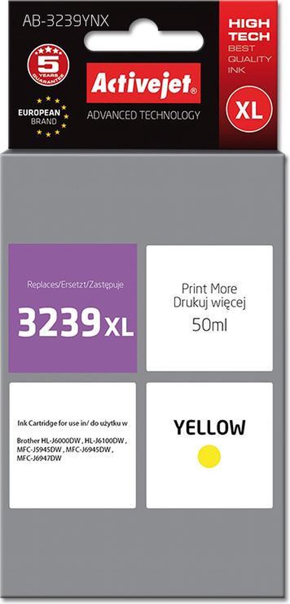 ActiveJet AB-3239YNX-inkt voor brother printer; Broer lc3239xly vervanging; Opperste; 50 ml; geel.
