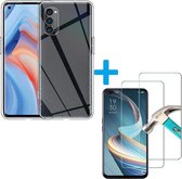 Silicone hoesje transparant met 2 Pack Tempered glas Screen Protector Geschikt voor: Oppo Reno 4 Pro 5G