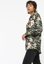 LOLALIZA Hemd met bloemenprint - Khaki - Maat 40