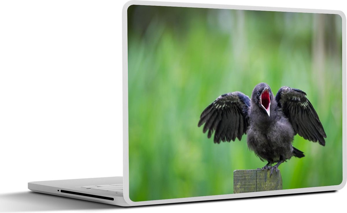 Afbeelding van product SleevesAndCases  Laptop sticker - 11.6 inch - Kraaiende roek op een paaltje