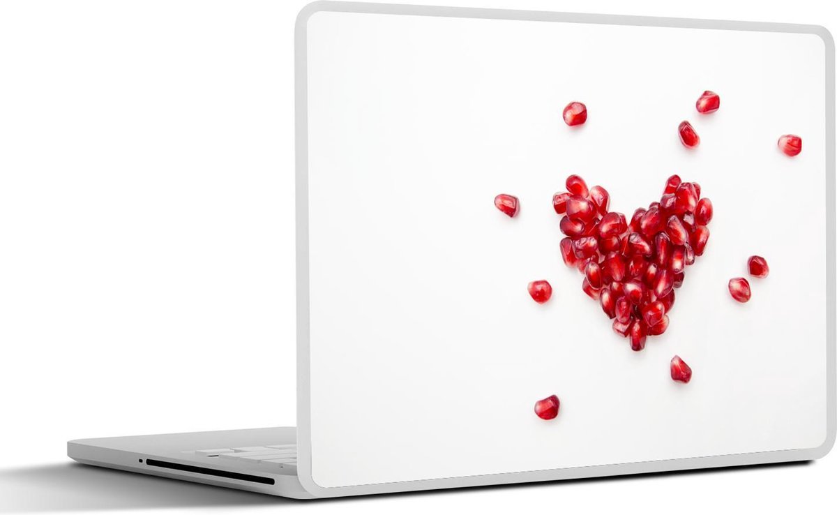 Afbeelding van product SleevesAndCases  Laptop sticker - 13.3 inch - Granaatappel - Zaden - Hart - Wit