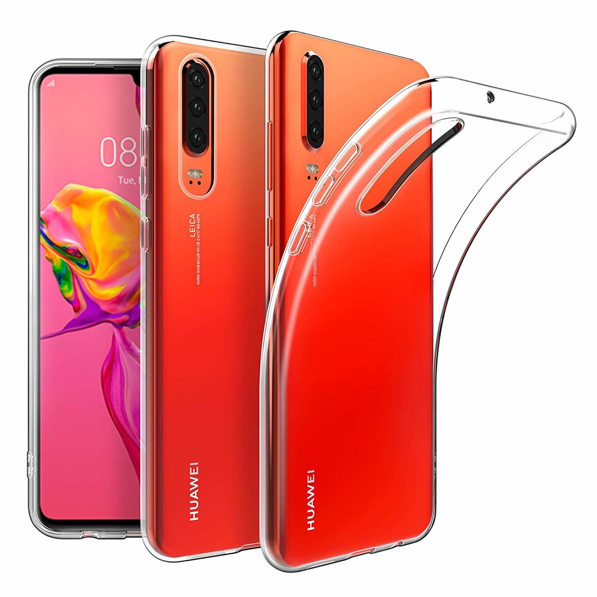 Ultra thin silicone Huawei P30 case - transparant