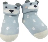 Babysokjes Beertje Blauw - Anti-Slip - 0-6 maanden
