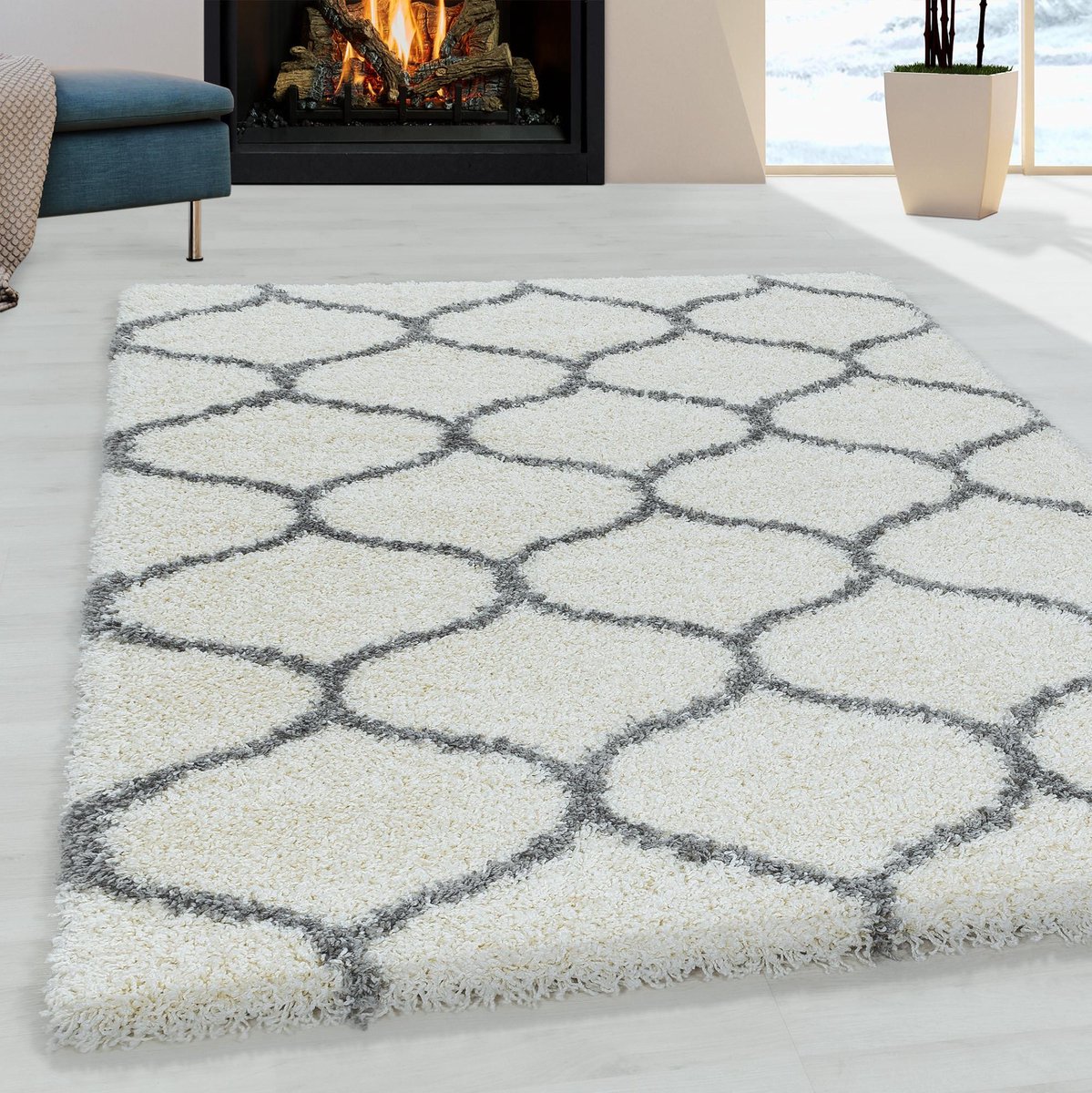 Ayyildiz Ayyıldız SALSA Loper Room Shaggy Modern Vloerkleed - Polypropyleen - Jute Crème