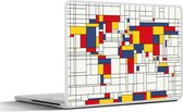 Laptop sticker - 15.6 inch - Wereldkaart - Mondriaan - Kleuren - Kinderen - Jongetje - Meisje - Kids - 36x27,5cm - Laptopstickers - Laptop skin - Cover