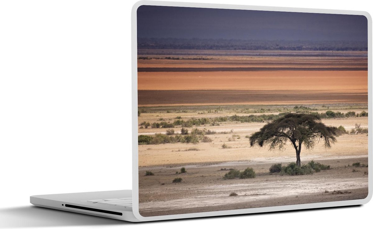Afbeelding van product SleevesAndCases  Laptop sticker - 15.6 inch - Warme kleuren van de Afrikaanse steppe met de acacia boom