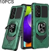 Voor Samsung Galaxy A52 5G 10 PCS Union Armor Magnetische PC + TPU Shockproof Case met 360 Graden Rotatie Ring Houder (Dark Night Green)