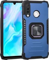 Voor Huawei P30 Lite Fierce Warrior-serie Armor All-inclusive schokbestendig aluminium + TPU-beschermhoes met ringhouder (blauw)