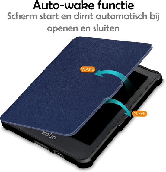 Hoesje Geschikt voor Kobo Clara HD Hoes Bescherm Hoesje Case Sleep Cover - Hoes Geschikt voor Kobo Clara HD Hoesje - Donkerblauw van Merkloos — afbeelding 2