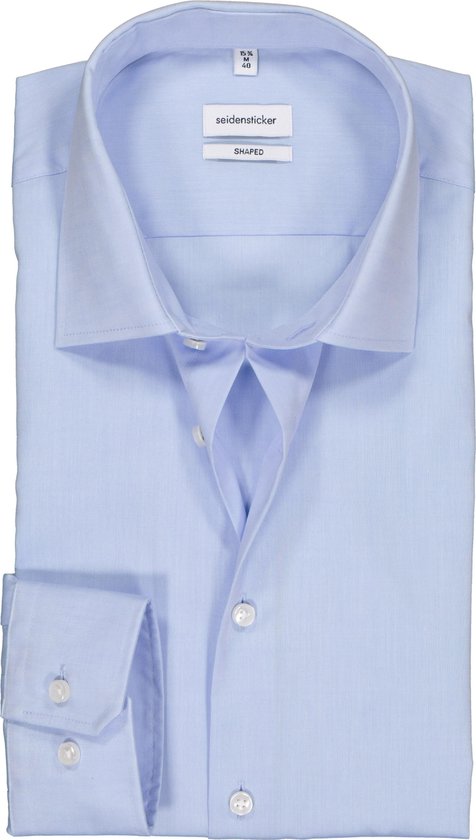 Seidensticker shaped fit overhemd - blauw - Strijkvrij - Boordmaat: