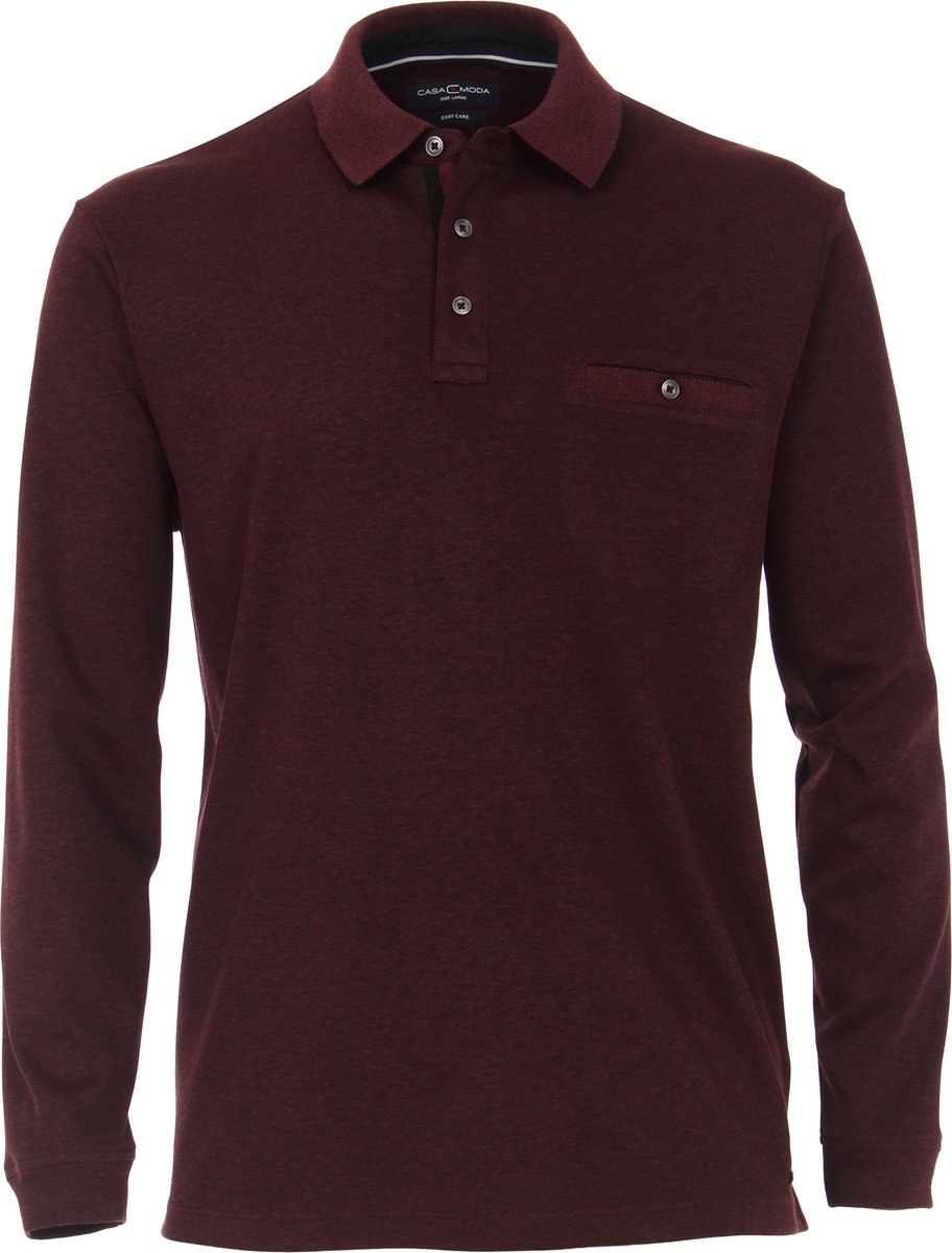 Casa Moda Polo LS Bordeaux Rood - Maat XL - Heren - Longsleeve polo