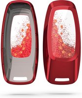 kwmobile autosleutelhoesje voor Audi A6 A7 A8 Q7 Q8 3-knops autosleutel Keyless - sleutelcover van TPU in rood / metallic donkerrood - Sneeuwbol met Sterren design