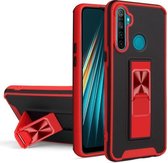 Voor OPPO Realme 5/C3/6i Dual-color Skin Feel TPU + PC Magnetische schokbestendige hoes met onzichtbare houder (rood)