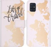 iMoshion Design Softcase Book Case Samsung Galaxy A51 hoesje - Let's Go Travel White