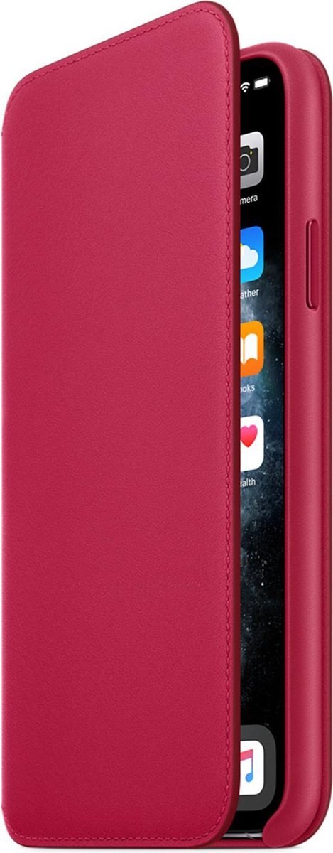 Apple Leren Folio Hoesje voor iPhone 11 Pro Max Hoesje - Raspberry