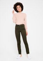 LOLALIZA Slim broek met hoge taille - Khaki - Maat 40