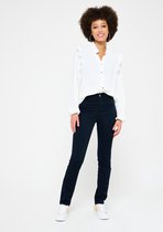LOLALIZA Slim broek met hoge taille - Marine Blauw - Maat 36