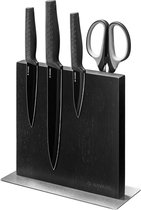 Bloc de couteaux magnétique double face Navaris - Porte -couteau magnétique en Navaris - Organisateur de couteaux en bois - Double face - Zwart