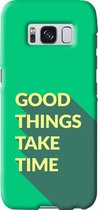 Samsung Galaxy S8 Telefoonhoesje - Premium Hardcase Hoesje - Dun en stevig plastic - Met Quote - Good Things - Groen