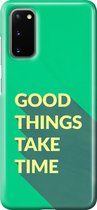 Samsung Galaxy S20 Telefoonhoesje - Premium Hardcase Hoesje - Dun en stevig plastic - Met Quote - Good Things - Groen