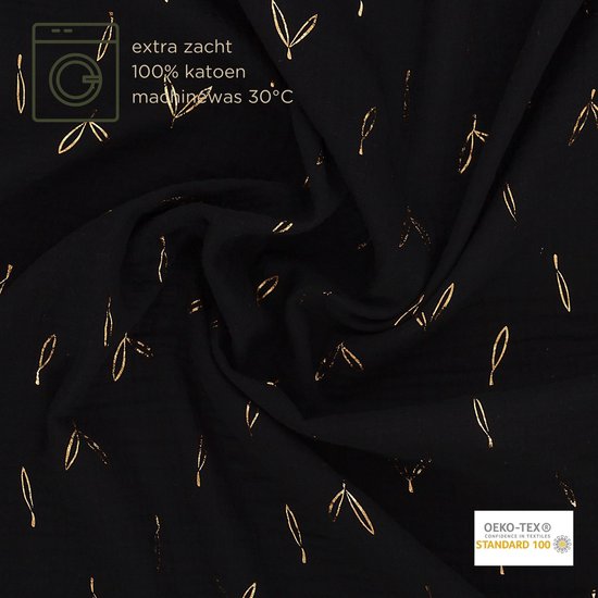 Snoozzz Hydrofiel doek XL Swaddle - de beste kwaliteit zachte Hydrofiel - 100% katoen - 120 x 120 cm - Noir goud van SNOO — afbeelding 2
