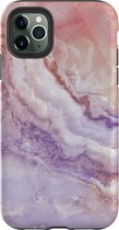 iPhone 11 Pro Hoesje - Dubbele Bescherming - Zacht + Hard Hoesje - Met Marmerprint - Marmer - Roze