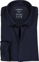 MARVELIS jersey body fit overhemd - donkerblauw tricot - Strijkvriendelijk - Boordmaat: 43