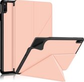 Voor Huawei MatePad 11 2021 Doek Textuur Multi-vouwen Horizontale Flip PU Lederen Schokbestendig Hoesje met Houder & Slaap / Wake-up Functie (Rose Goud)