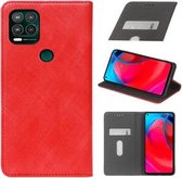 Voor Motorola Moto G Stylus 5G Doek Textuur Retro Horizontale Flip PU Lederen Schokbestendige Case met Houder & Kaartsleuf (Rood)