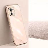 Voor Geschikt voor Xiaomi Mi 11 XINLI Rechte 6D Plating Gouden Rand TPU Schokbestendig Hoesje (roze)