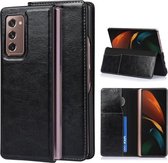 Voor Samsung Galaxy Z Fold2 5G 2 In 1 Crazy Horse Textuur Split Horizontale Flip Lederen Case met Houder & Kaartsleuf (Zwart)