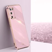 Voor OPPO A55 5G XINLI Straight 6D Plating Gold Edge TPU Shockproof Case (Cherry Purple)