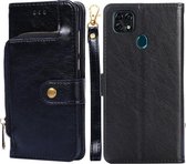 Voor ZTE Blade V2020 5G Rits Tas PU + TPU Horizontale Flip Lederen Case met Houder & Kaartsleuf & Portemonnee & Lanyard (Zwart)