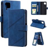 Voor Huawei P40 Lite Skin Feel Business Horizontale Flip PU Lederen Case met Houder & Multi-kaartsleuven & Portemonnee & Lanyard & Fotolijst (Blauw)